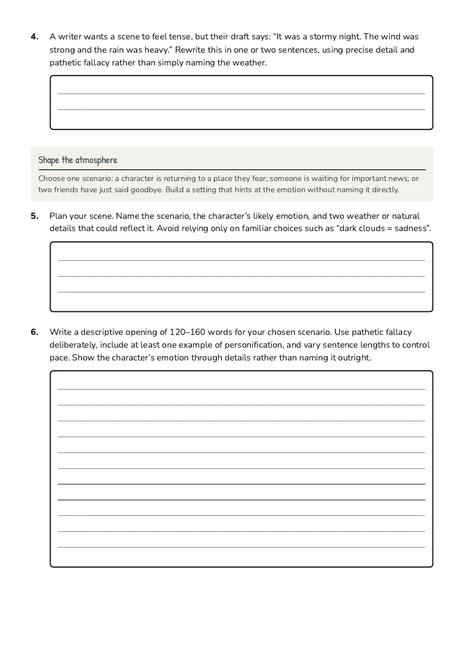 Pathetic Fallacy Creative Writing, page 2 of 3: Shape the atmosphere