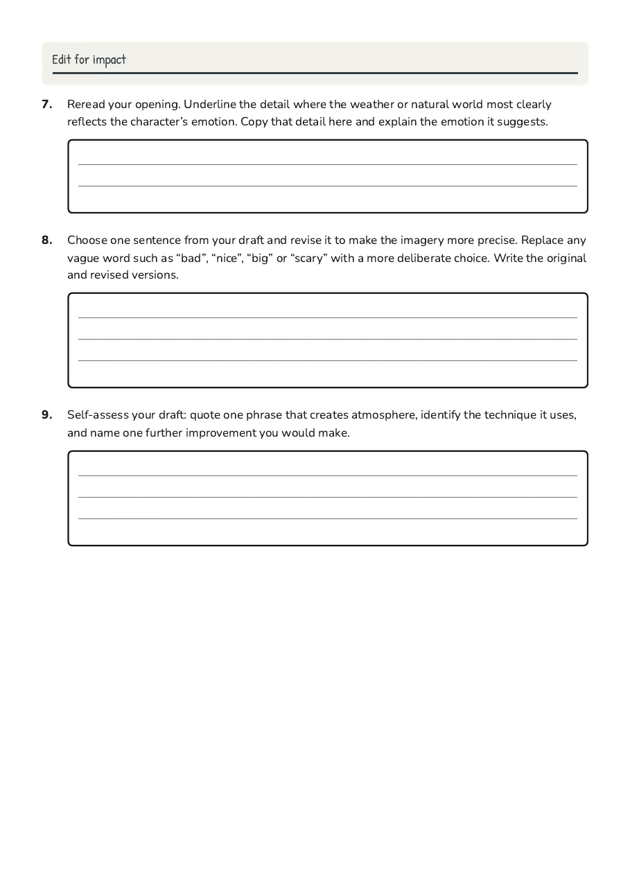 Pathetic Fallacy Creative Writing, page 3 of 3: Edit for impact