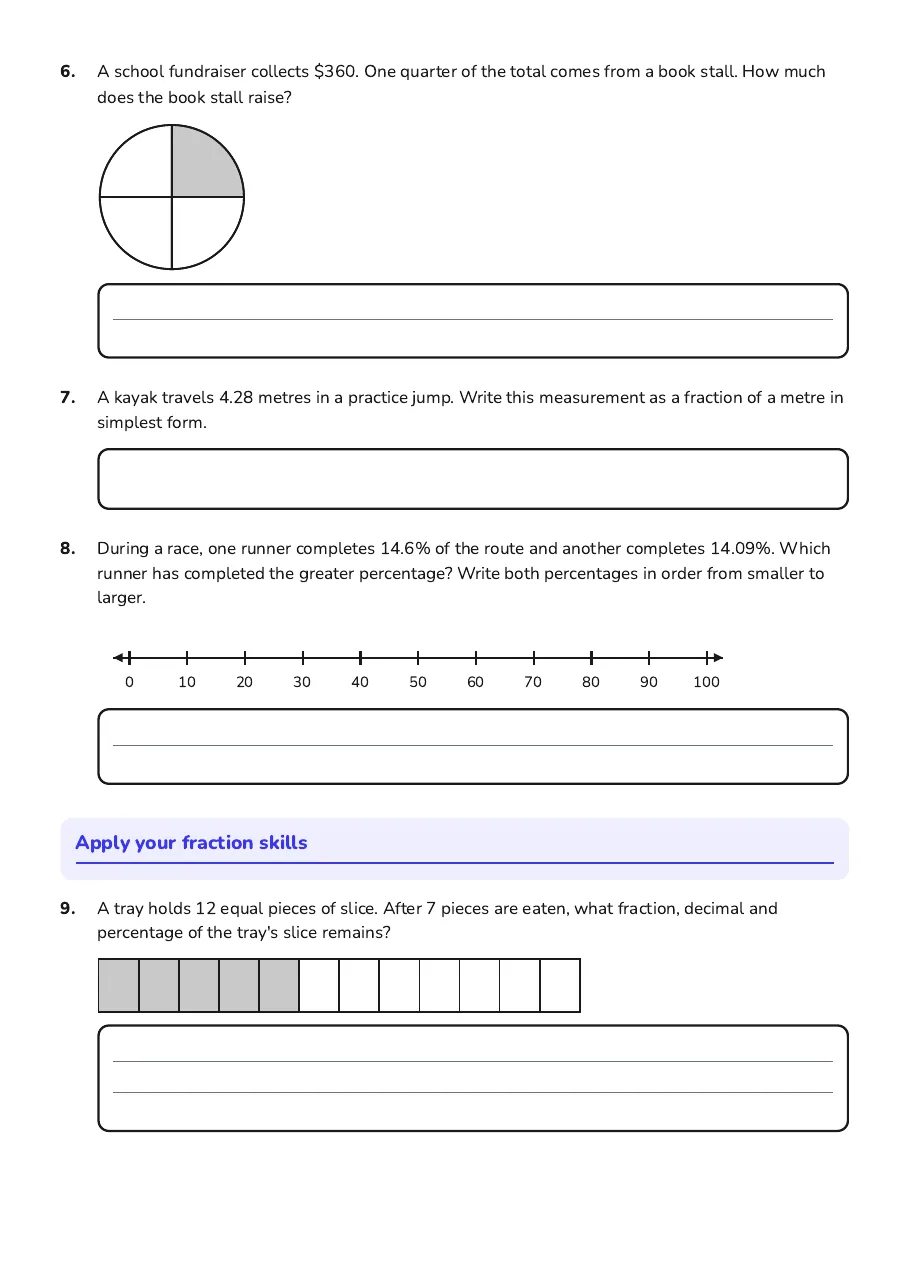 Fractional Fluency Focus, page 2 of 3: Apply your fraction skills