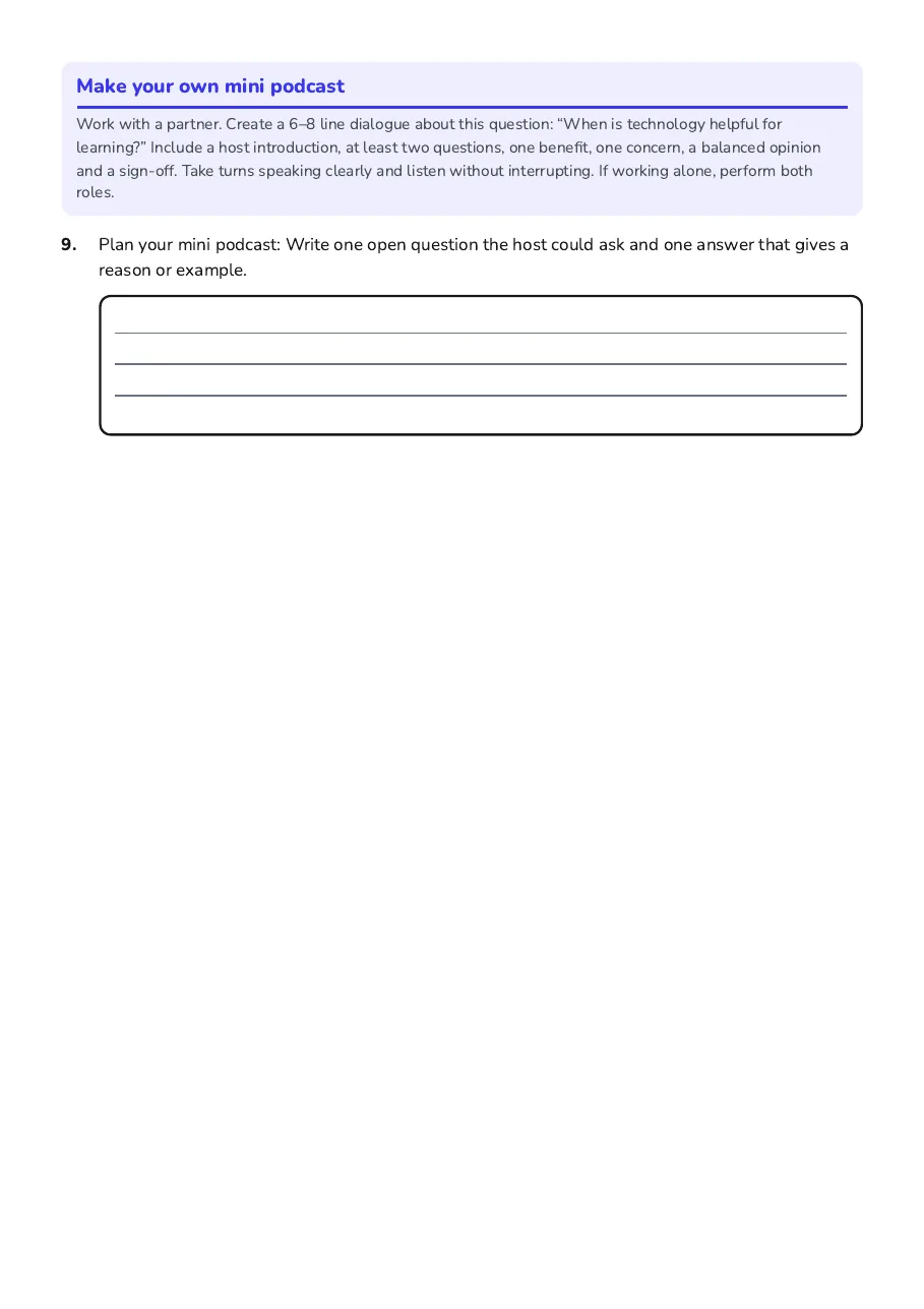 Classroom Technology Podcast Dialogue, page 3 of 3: Make your own mini podcast