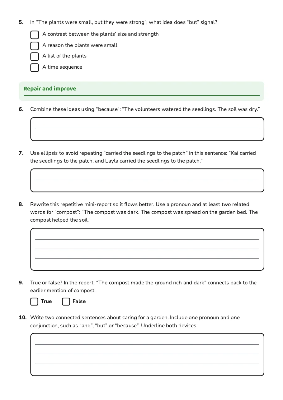 Text Cohesion Devices, page 2 of 2: Repair and improve