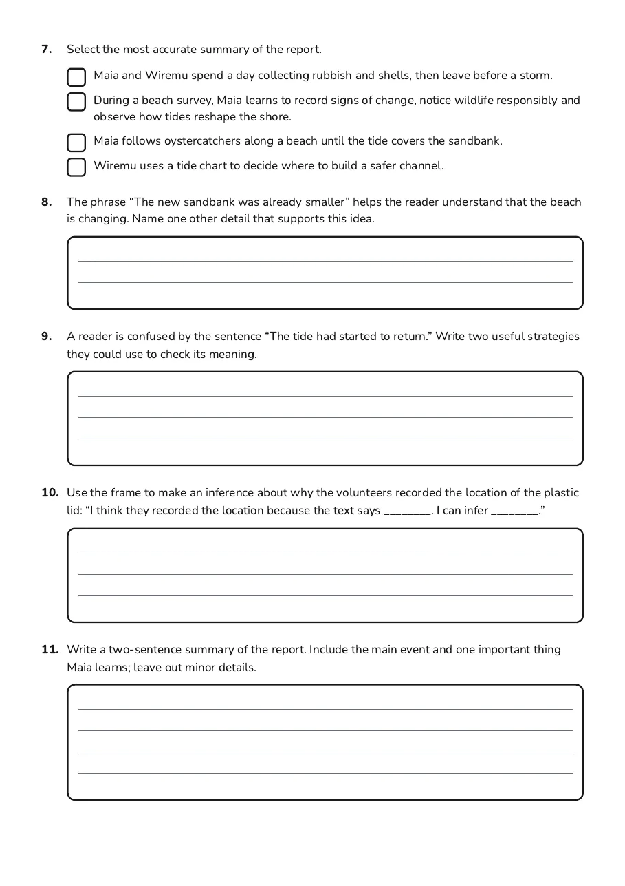 Reading Comprehension Skills Development, page 3 of 3: 7. Select the most accurate summary of the report.