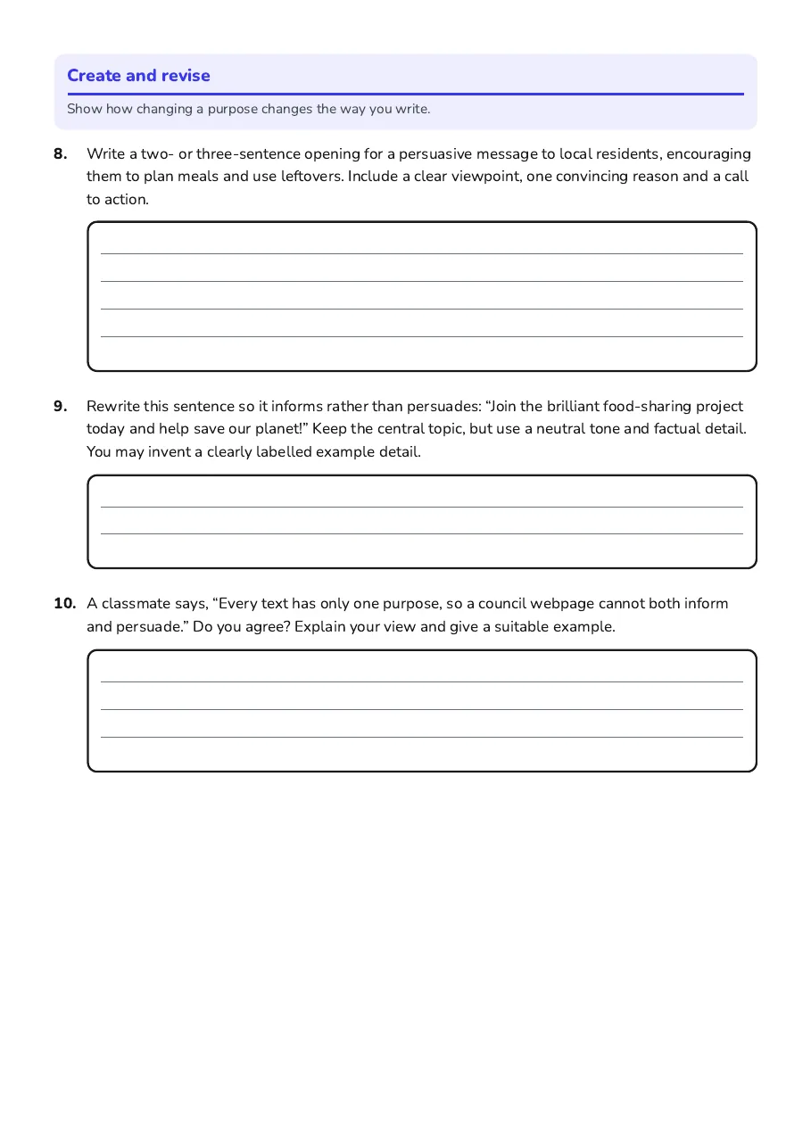 Writing Purposes, page 3 of 3: Create and revise
