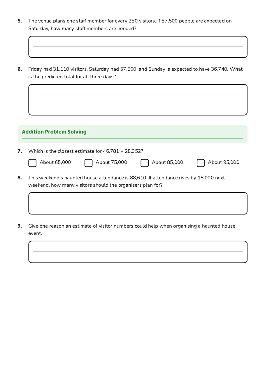 Haunted House Addition, page 2 of 2: Addition Problem Solving