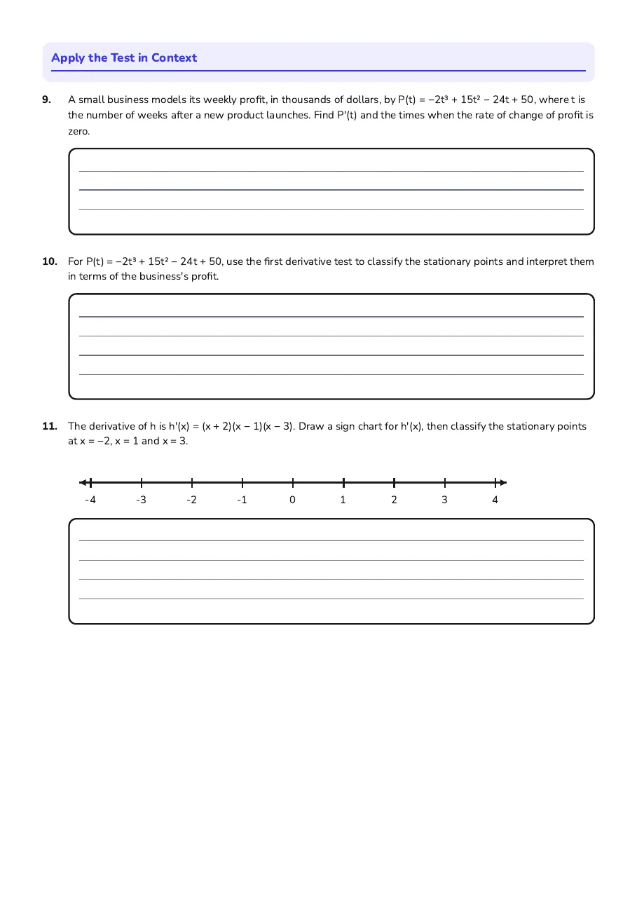 First Derivative Test Classification, page 3 of 3: Apply the Test in Context