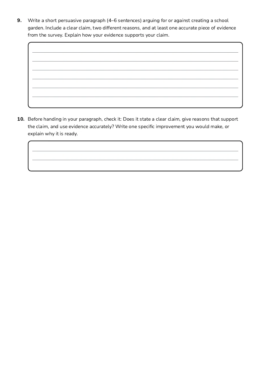 Supporting Arguments Practice, page 3 of 3: 9. Write a short persuasive paragraph (4–6 sentences) arguing for or against creating a…