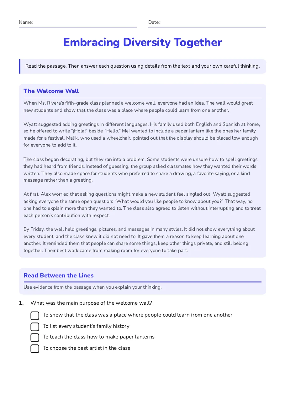 Embracing Diversity Together, page 1 of 3: The Welcome Wall, Read Between the Lines