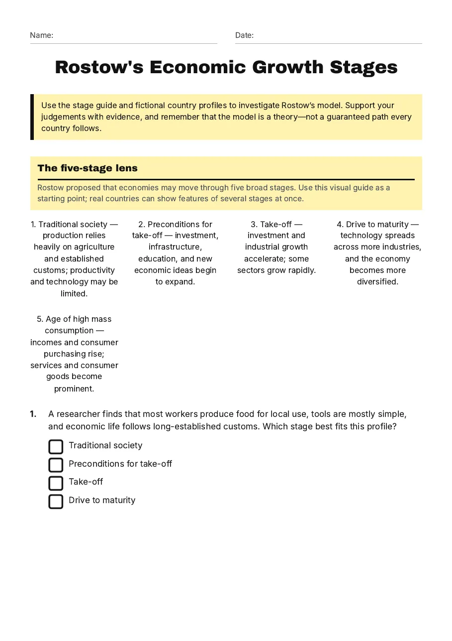 Rostow's Economic Growth Stages, page 1 of 3: The five-stage lens