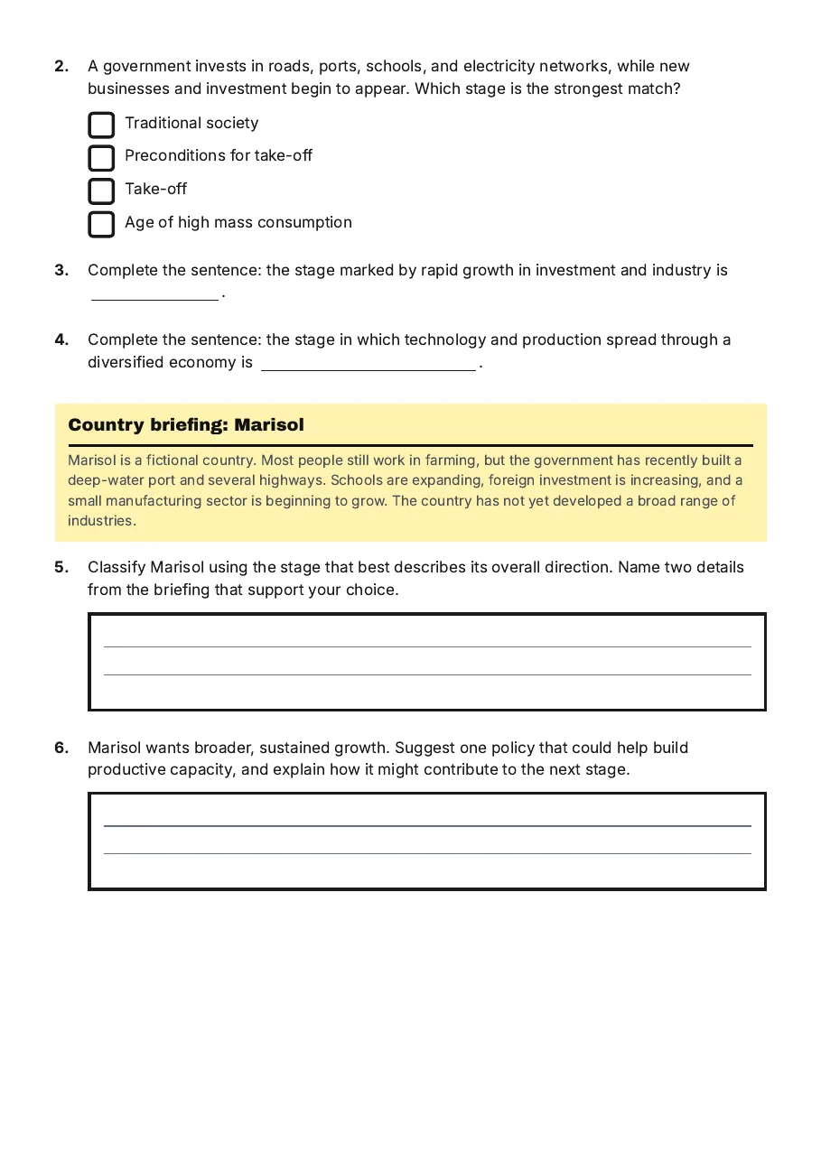 Rostow's Economic Growth Stages, page 2 of 3: Country briefing: Marisol