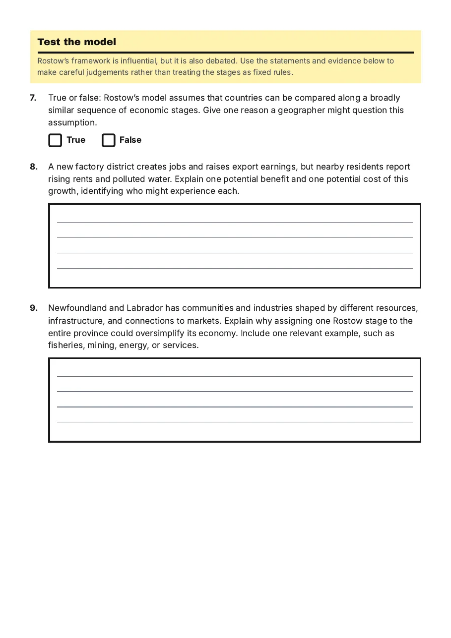 Rostow's Economic Growth Stages, page 3 of 3: Test the model