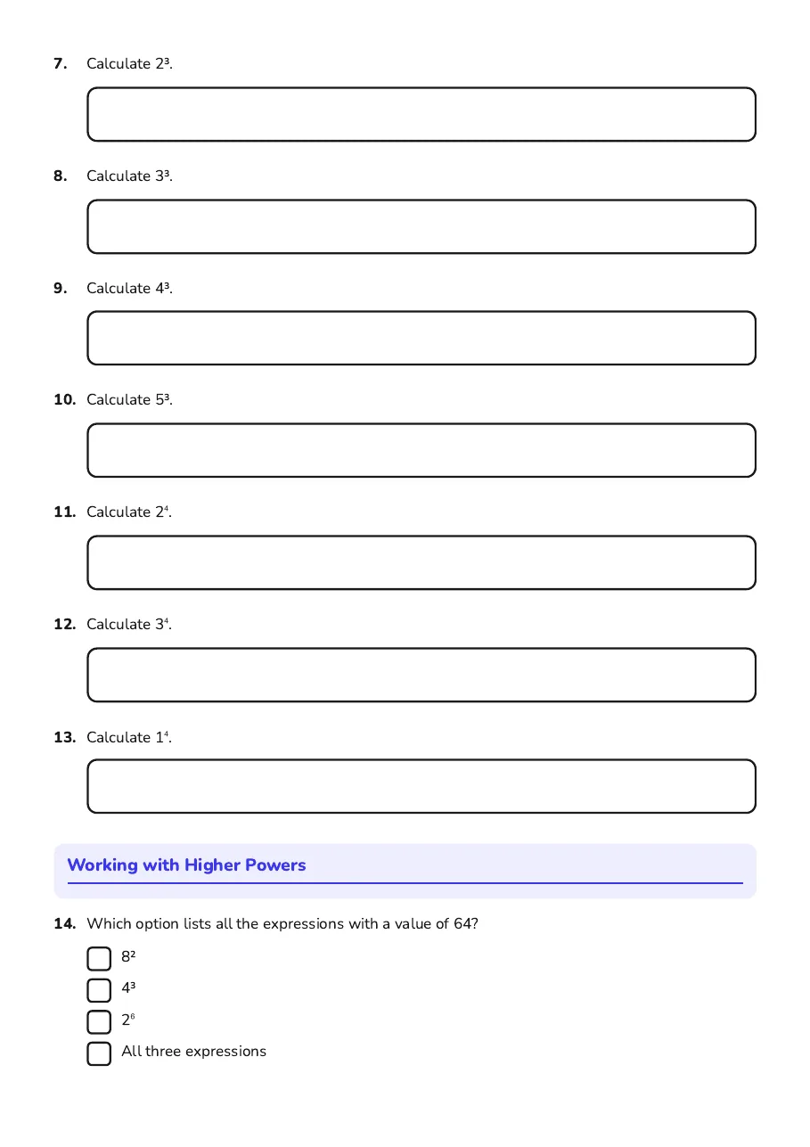 Cubes and Higher Powers, page 2 of 4: Working with Higher Powers