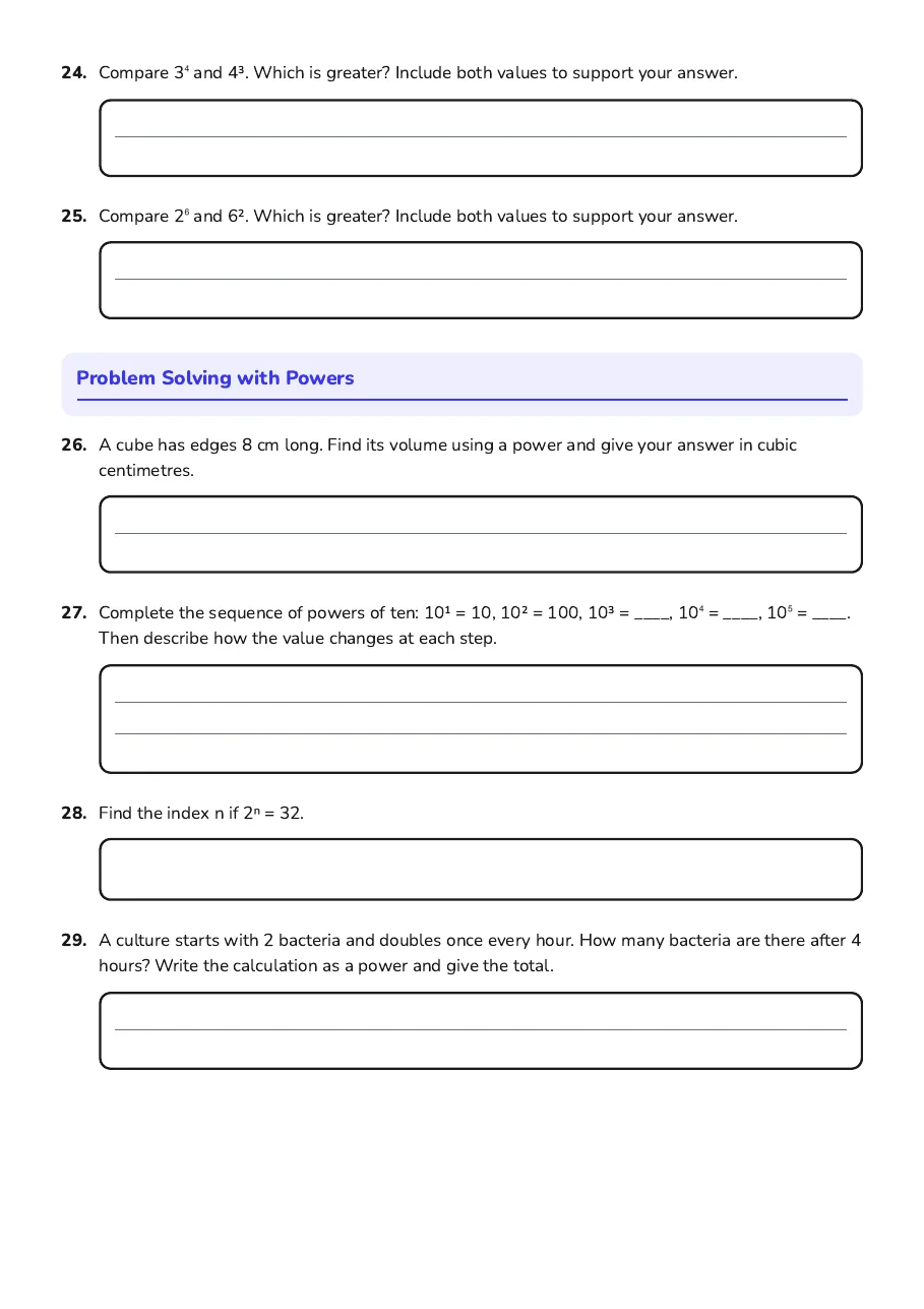 Cubes and Higher Powers, page 4 of 4: Problem Solving with Powers