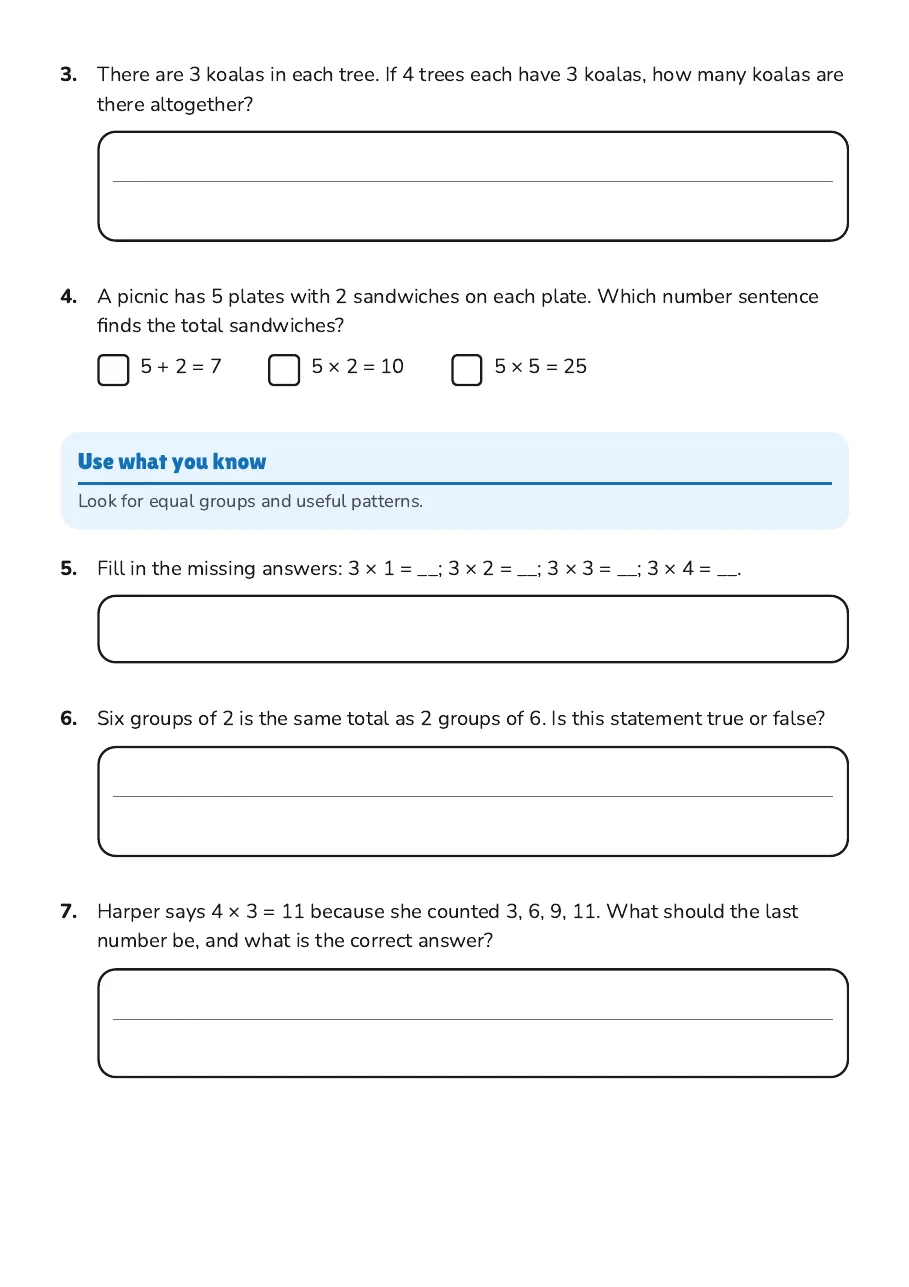 Multiplication Magic: Week 1, page 2 of 3: Use what you know
