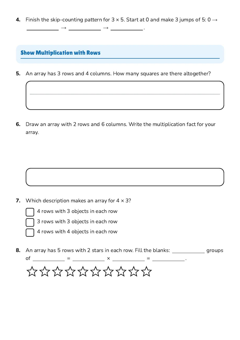 Visualizing Multiplication Models, page 2 of 3: Show Multiplication with Rows