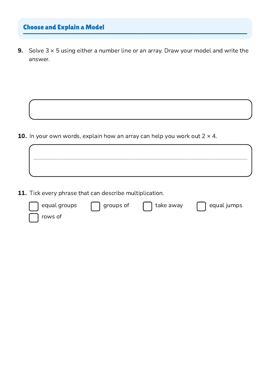 Visualizing Multiplication Models, page 3 of 3: Choose and Explain a Model