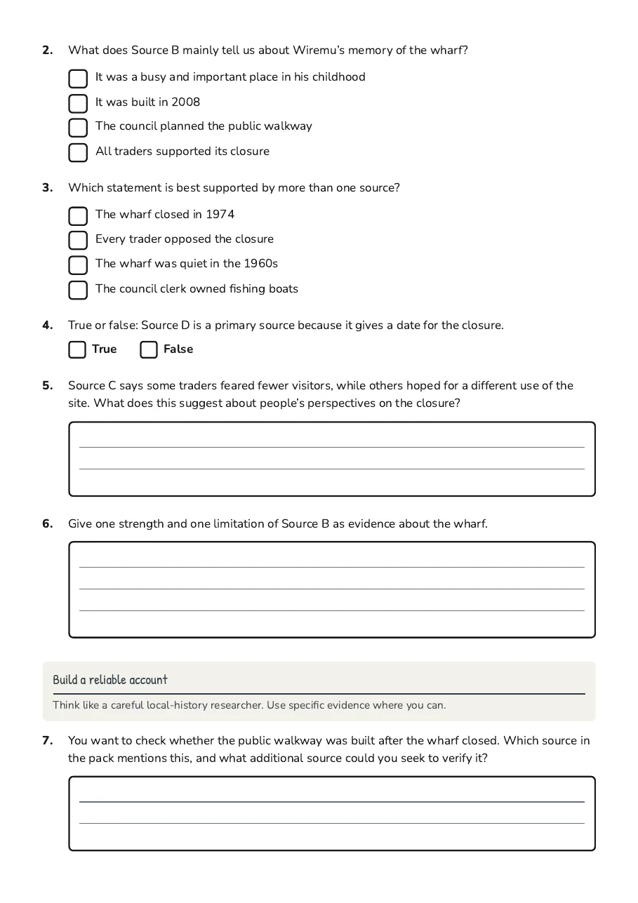 Local History Research Test, page 2 of 3: Build a reliable account