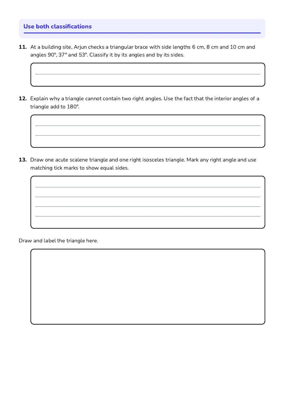 Triangle Classification Worksheet, page 3 of 4: Use both classifications