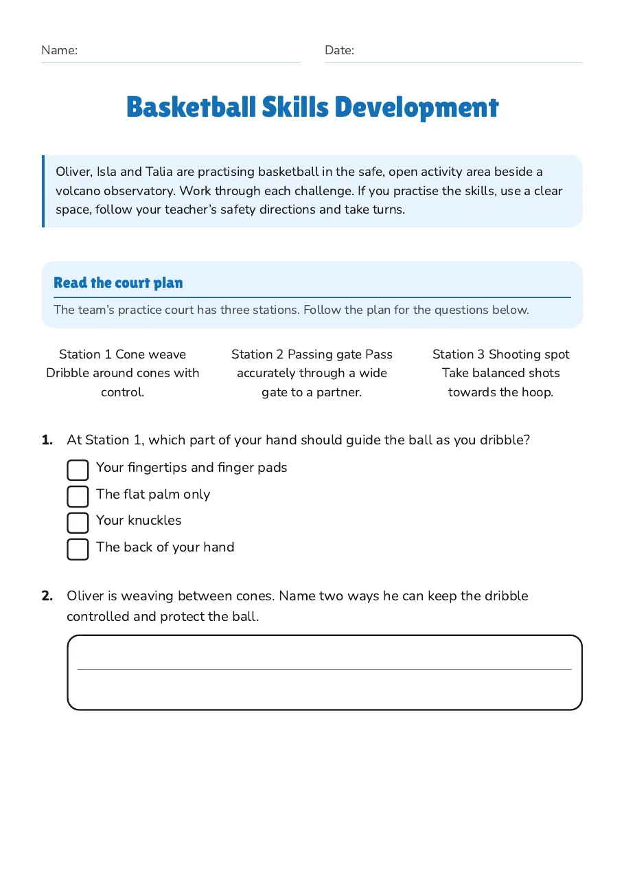 Basketball Skills Development, page 1 of 3: Read the court plan