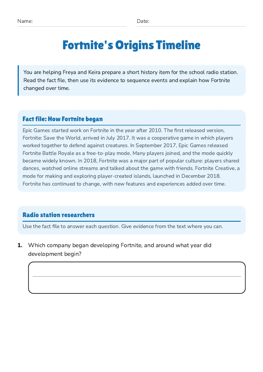 Fortnite's Origins Timeline, page 1 of 4: Fact file: How Fortnite began, Radio station researchers