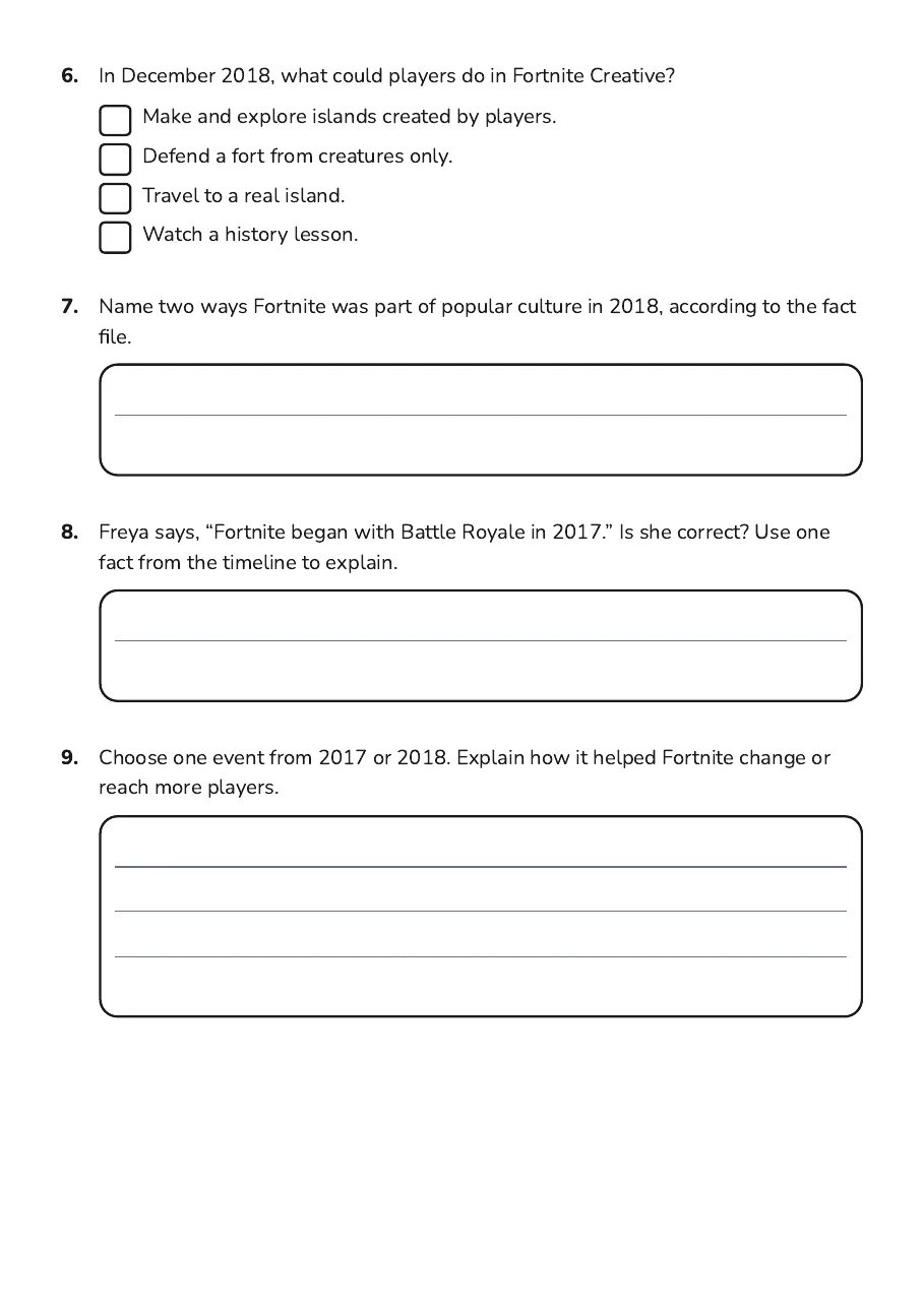Fortnite's Origins Timeline, page 3 of 4: 6. In December 2018, what could players do in Fortnite Creative?
