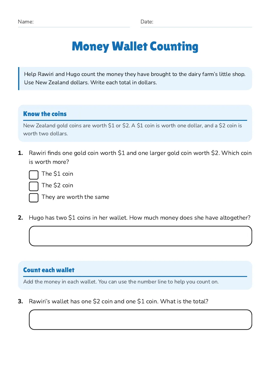 Money Wallet Counting, page 1 of 3: Know the coins, Count each wallet