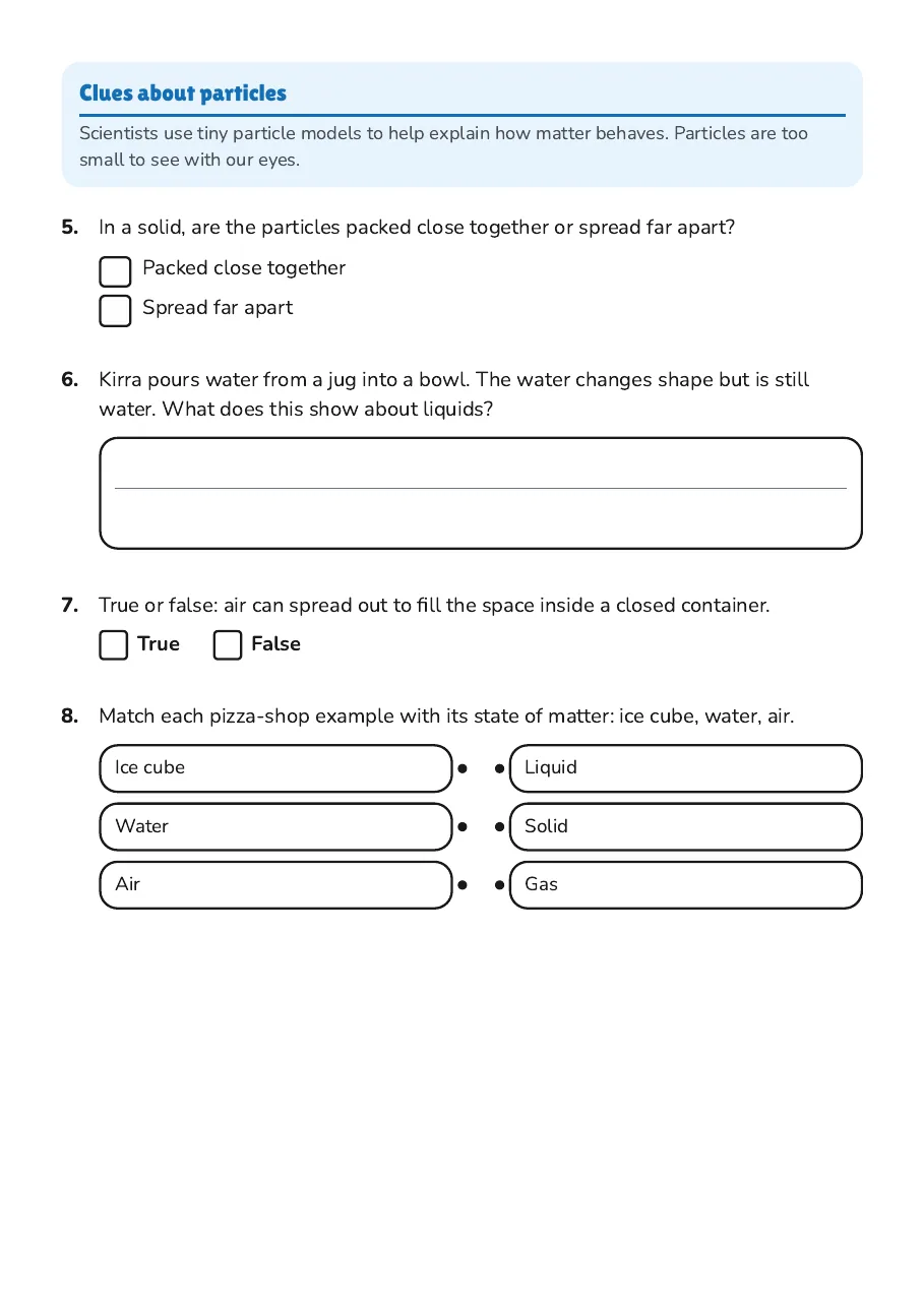 States of Matter, page 2 of 4: Clues about particles