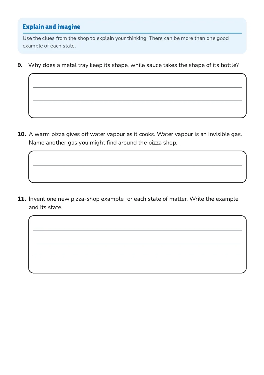States of Matter, page 3 of 4: Explain and imagine