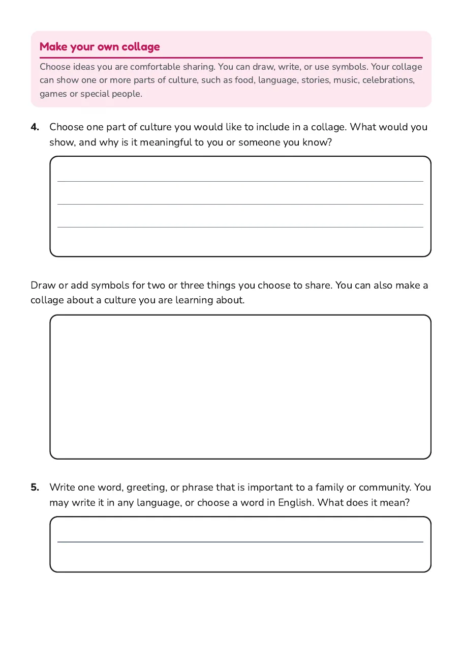 My Culture Collage, page 2 of 4: Make your own collage
