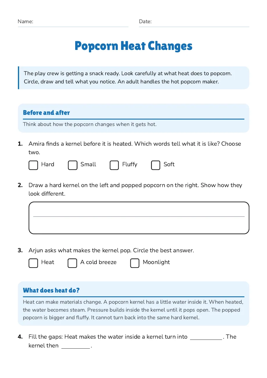 Popcorn Heat Changes, page 1 of 3: Before and after, What does heat do?