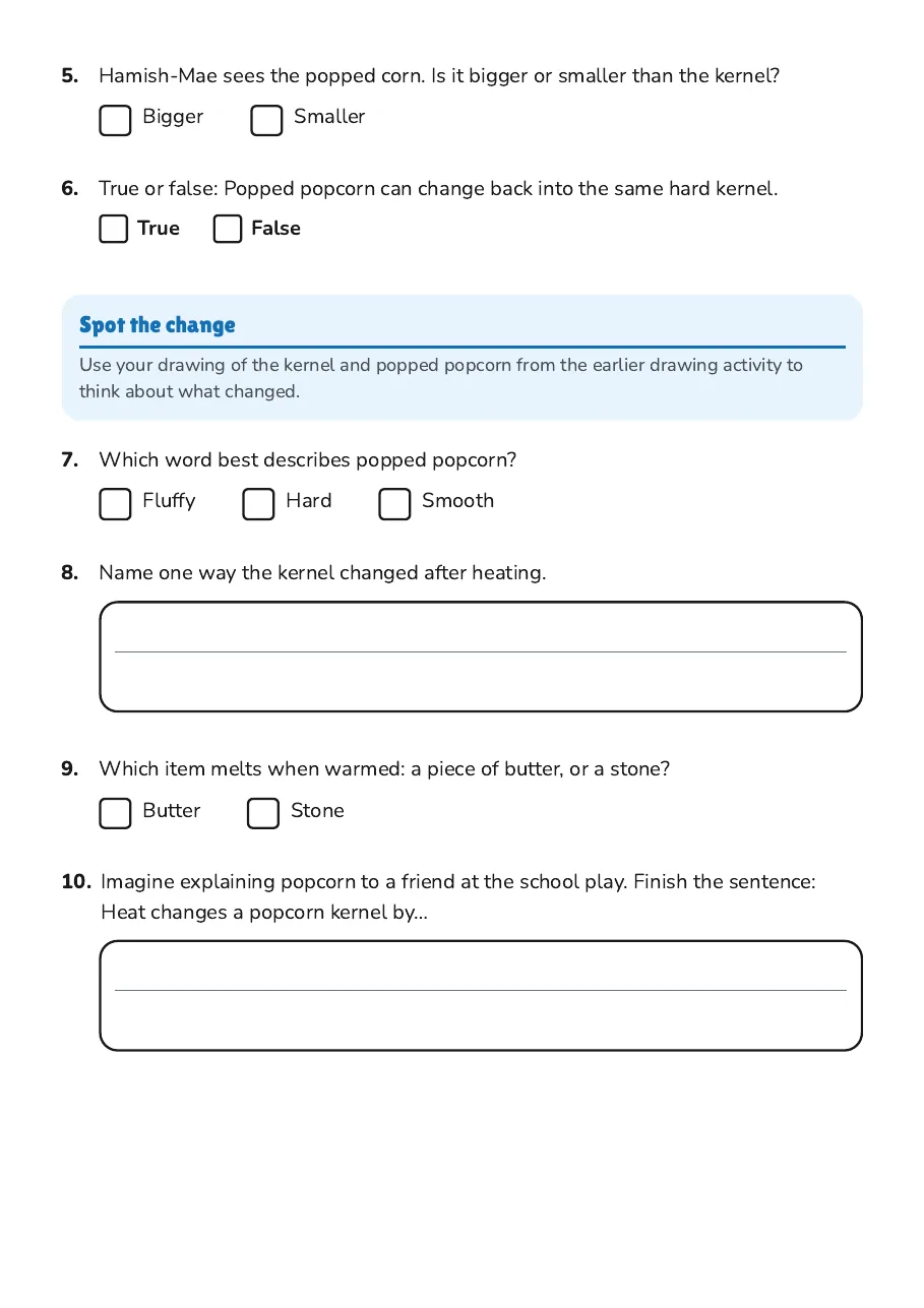 Popcorn Heat Changes, page 2 of 3: Spot the change