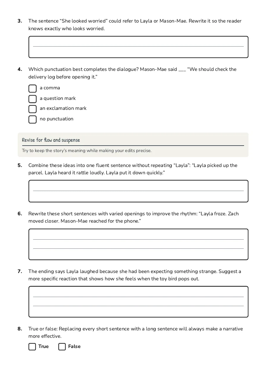 Narrative Editing Workshop, page 2 of 3: Revise for flow and suspense