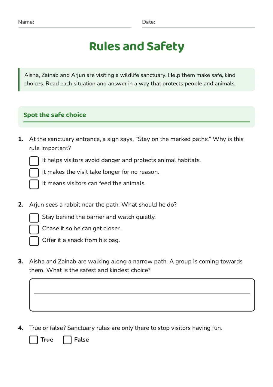 Rules and Safety, page 1 of 3: Spot the safe choice
