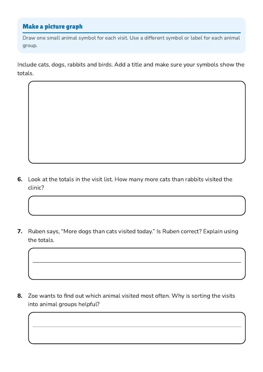 Data Sorting and Graphs, page 3 of 3: Make a picture graph