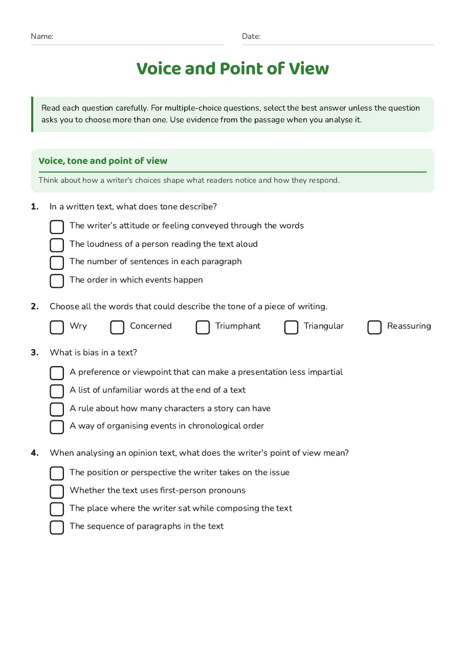 Voice and Point of View, page 1 of 3: Voice, tone and point of view