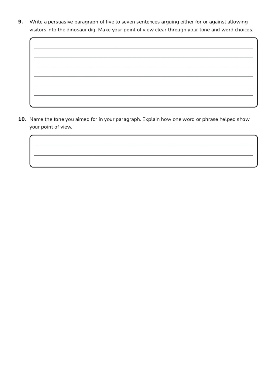 Voice and Point of View, page 3 of 3: 9. Write a persuasive paragraph of five to seven sentences arguing either for or against…