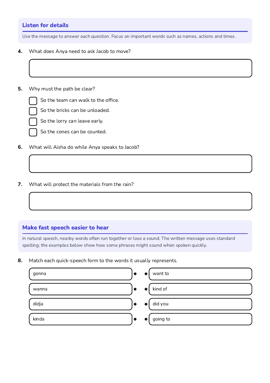 Understanding Fast English, page 2 of 3: Listen for details, Make fast speech easier to hear
