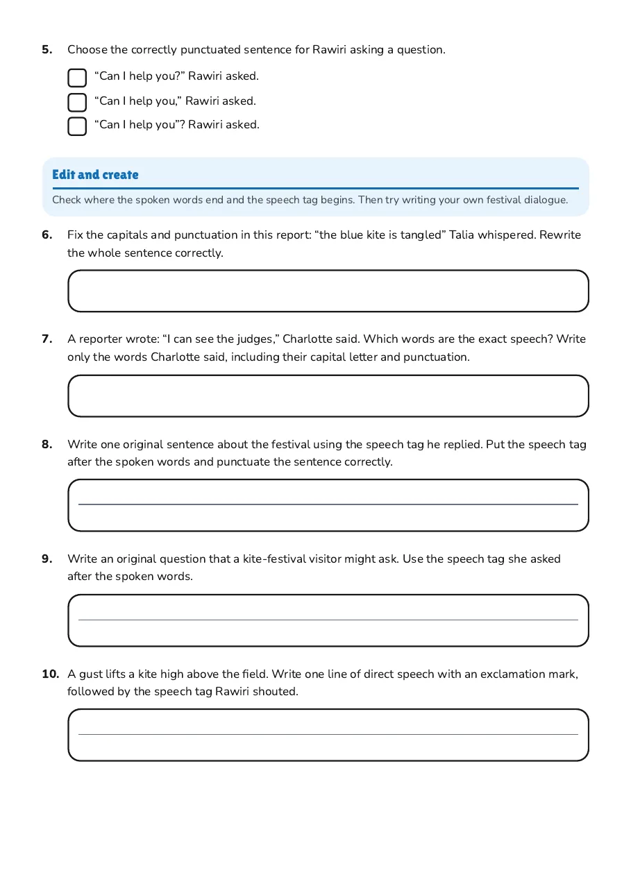 Direct Speech Practice, page 2 of 2: Edit and create