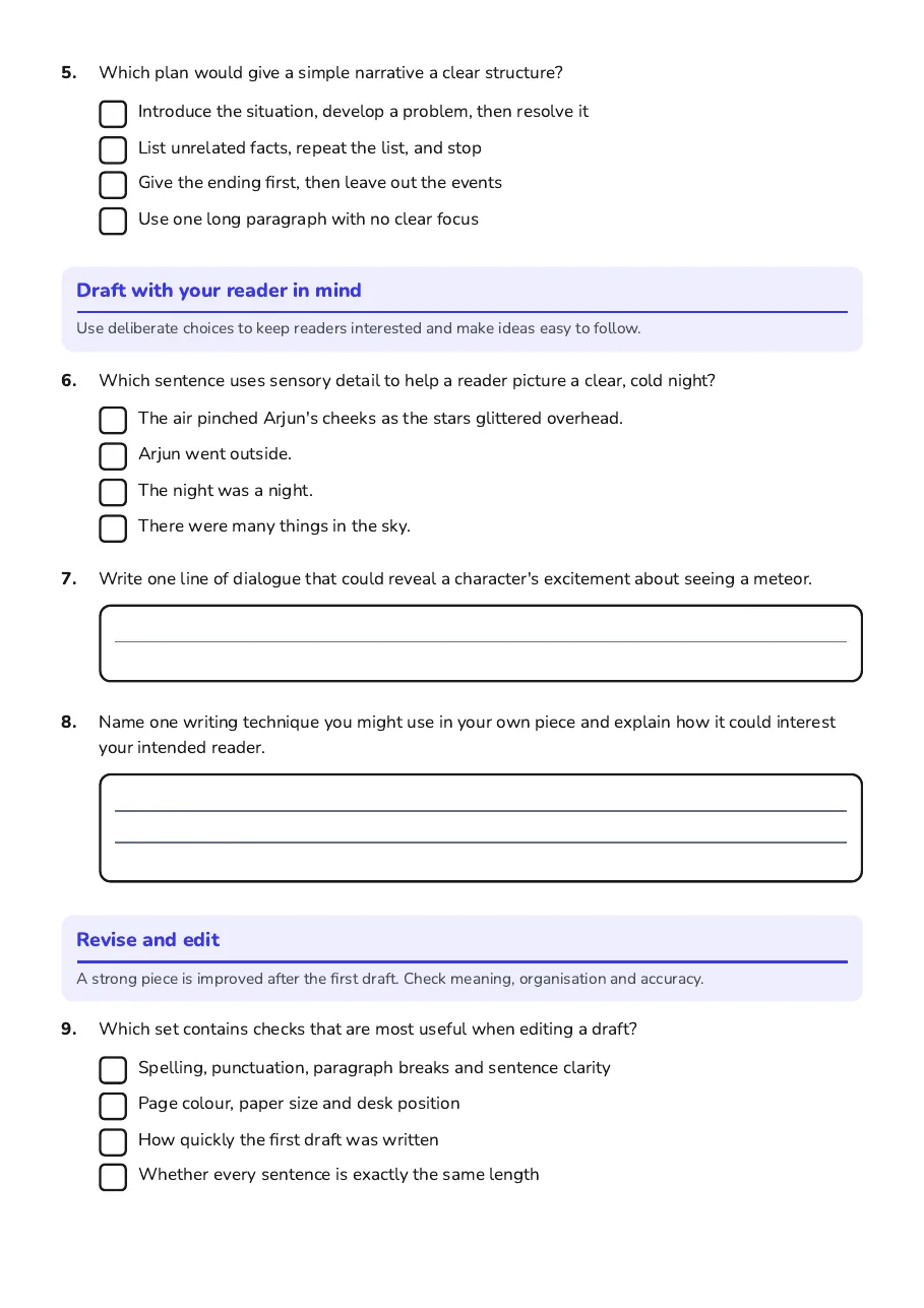 Writing Process Checklist Guide, page 2 of 3: Draft with your reader in mind, Revise and edit