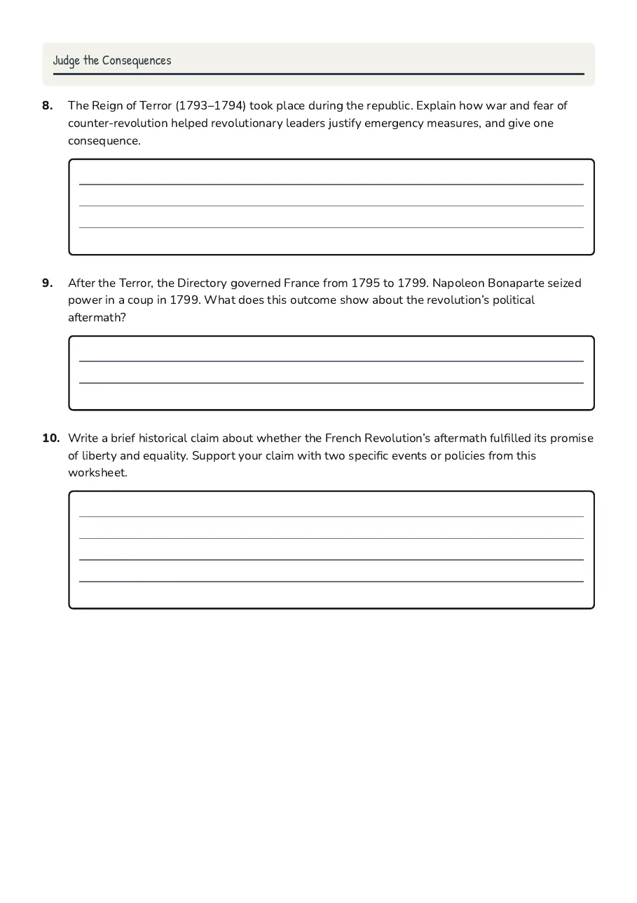 French Revolution Aftermath Events, page 3 of 3: Judge the Consequences