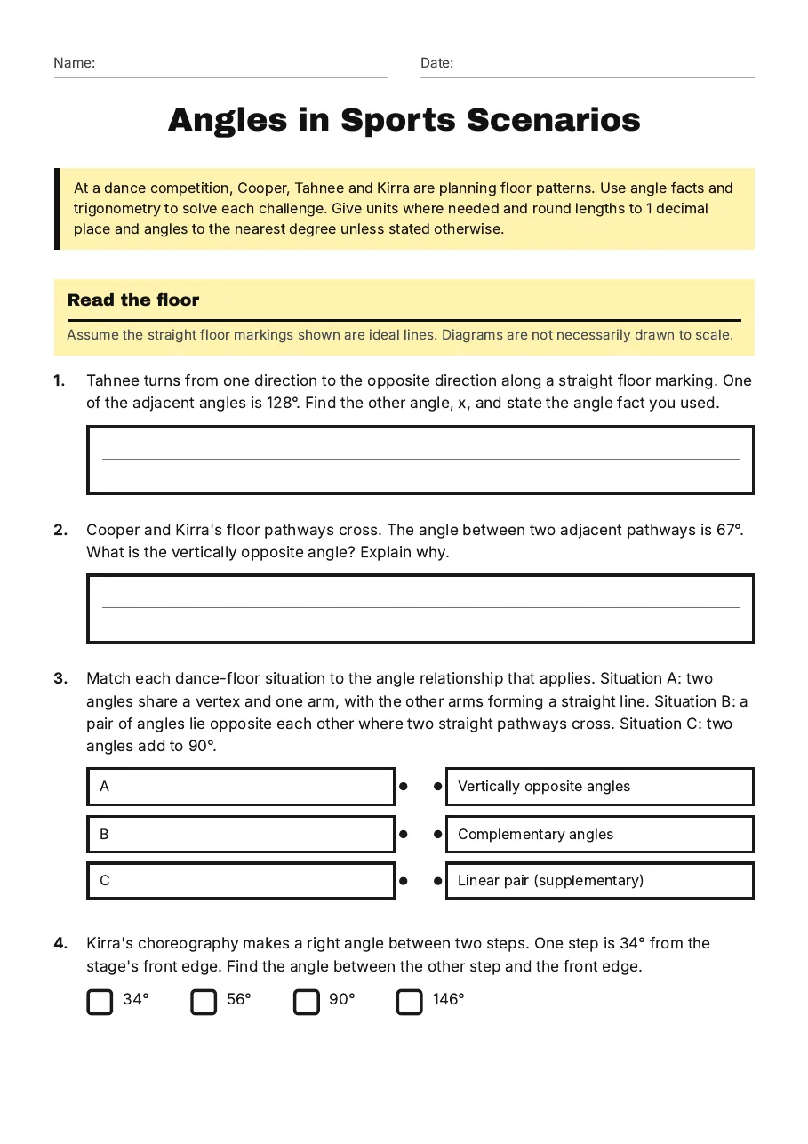 Angles in Sports Scenarios, page 1 of 3: Read the floor