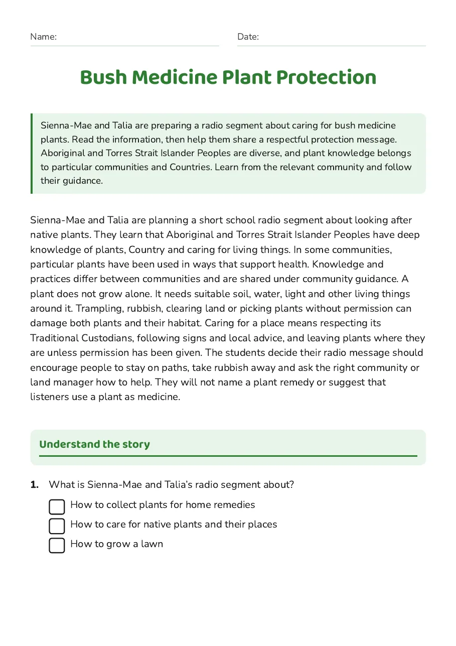 Bush Medicine Plant Protection, page 1 of 4: Understand the story