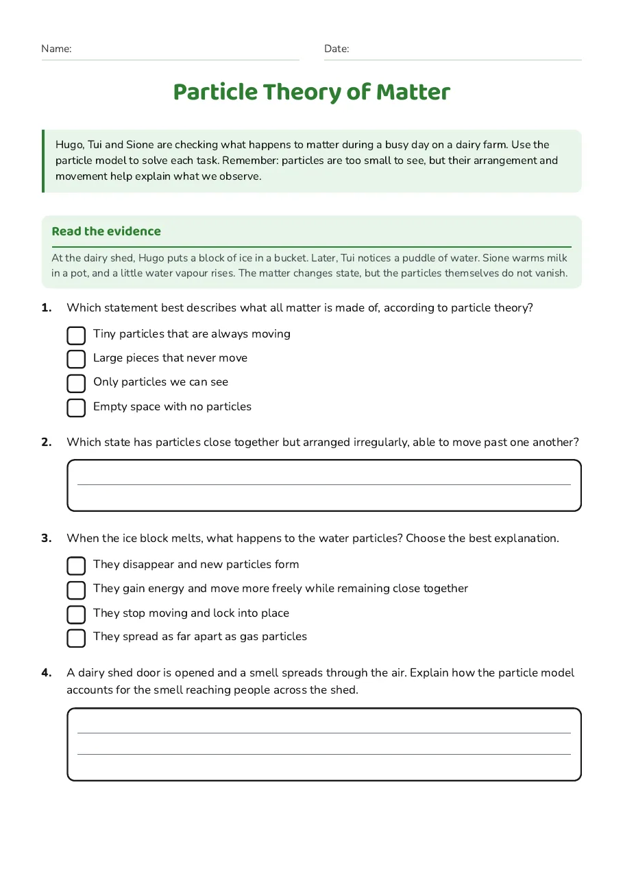 Particle Theory of Matter, page 1 of 3: Read the evidence