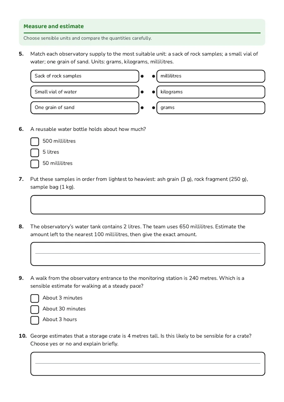 Money, Measures & Estimation, page 2 of 3: Measure and estimate