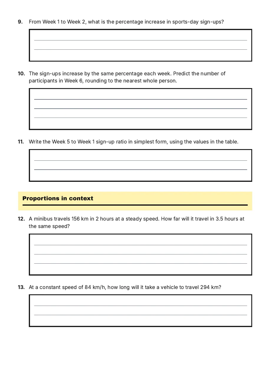 Proportional Reasoning Worksheet, page 3 of 4: Proportions in context