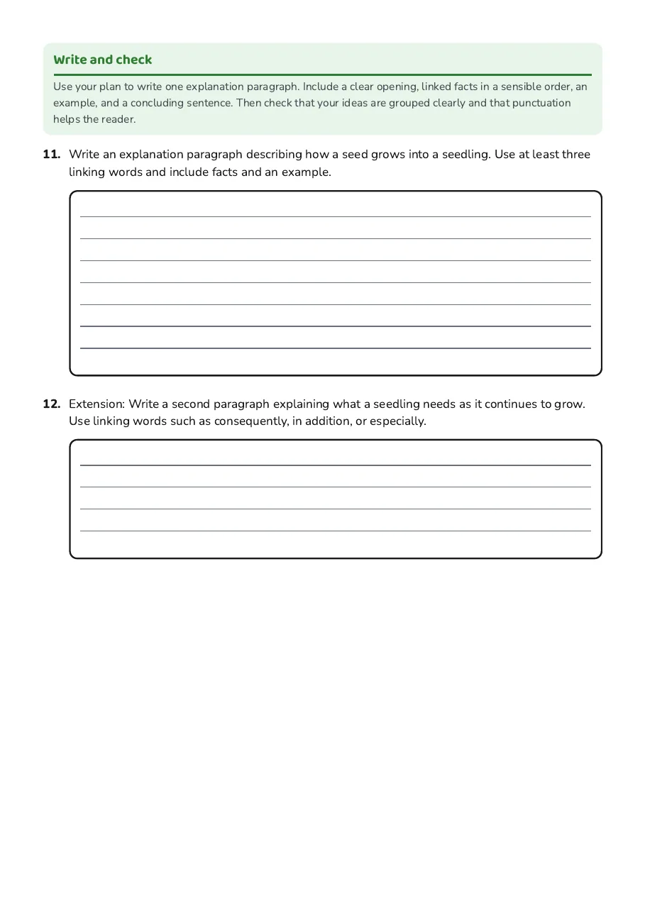 Explanation Writing Practice, page 3 of 3: Write and check