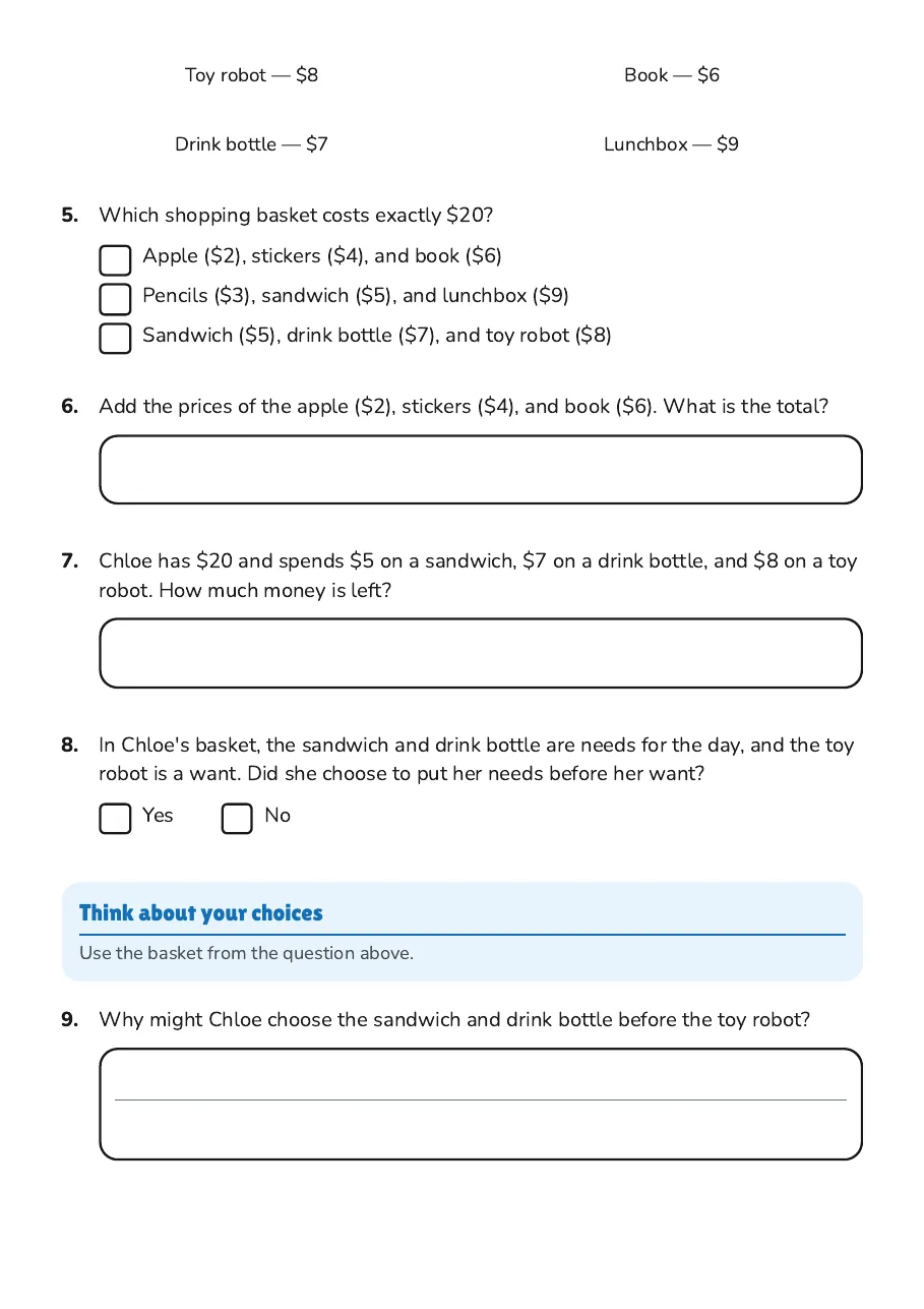 Simple Budget Planning, page 2 of 3: Think about your choices