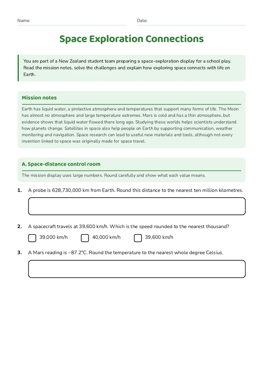 Space Exploration Connections, page 1 of 3: Mission notes, A. Space-distance control room