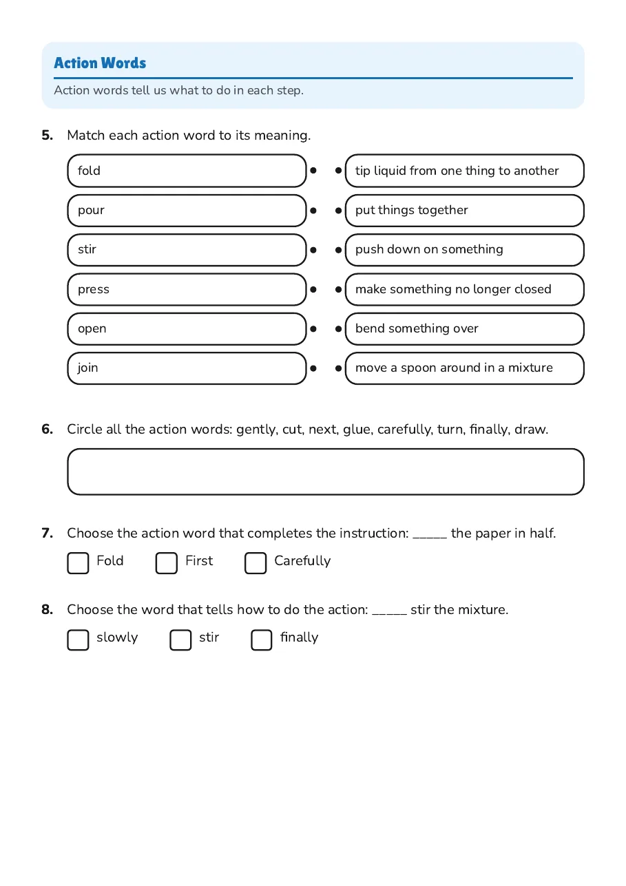 Procedure Word Power, page 2 of 2: Action Words