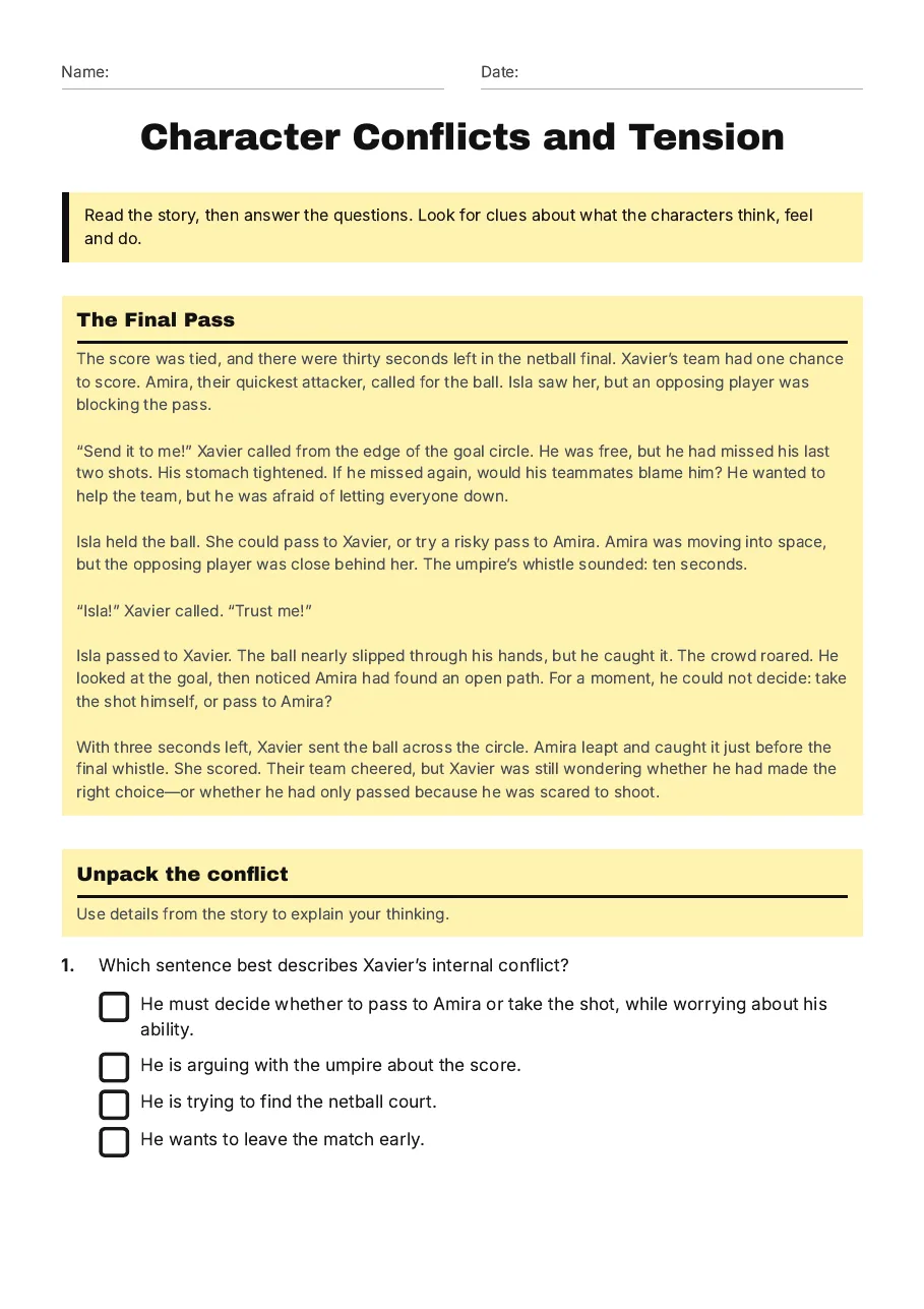 Character Conflicts and Tension, page 1 of 3: The Final Pass, Unpack the conflict