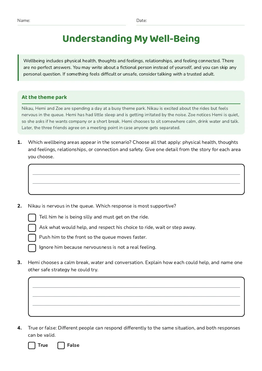 Understanding My Well-Being, page 1 of 3: At the theme park